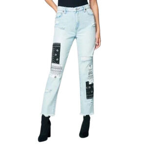 Blank NYC Late Night Out The Madison High Rise Crop Patchwork Jeans NWT Size 26